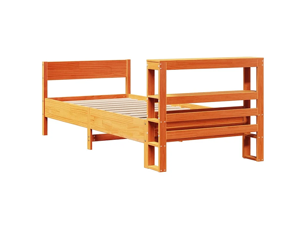 Bedframe zonder matras massief grenenhout wasbruin 75x190 cm