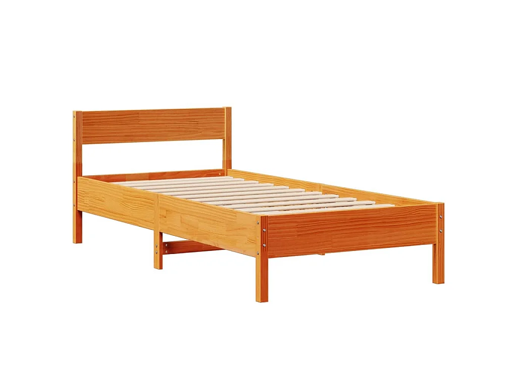 Bedframe zonder matras massief grenenhout wasbruin 75x190 cm