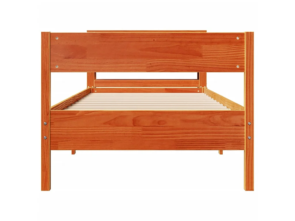 Bedframe zonder matras massief grenenhout wasbruin 75x190 cm