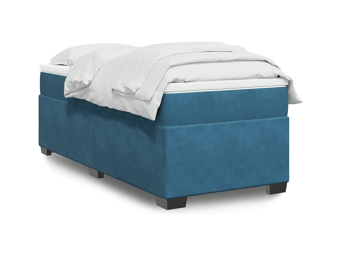 Boxspring met matras fluweel donkerblauw 80x200 cm