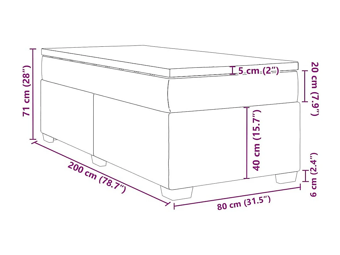 Sommier à lattes de lit et matelas Bleu foncé 80x200 cm Velours