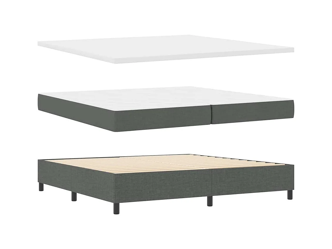 Cama Box com colchão Cinzento escuro 200 x 200 cm tecido