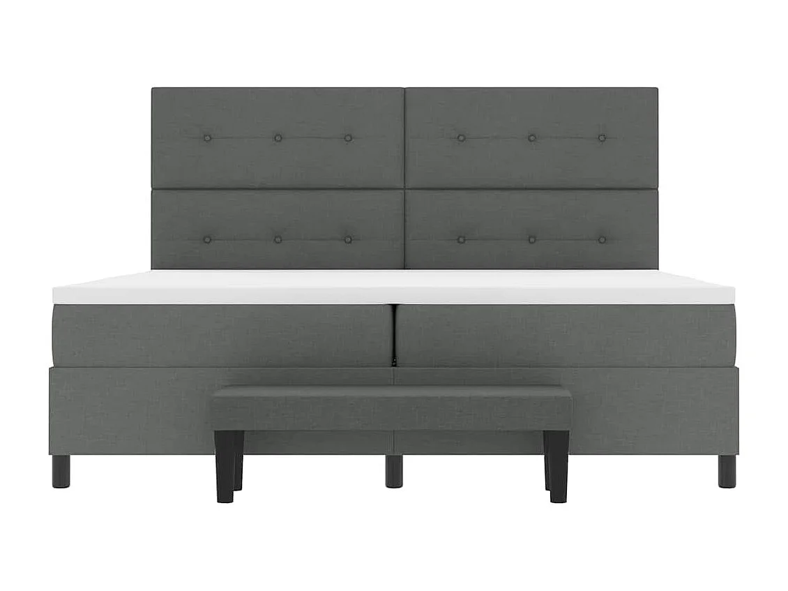 Lit à ressorts avec matelas Gris foncé 200 x 200 cm
