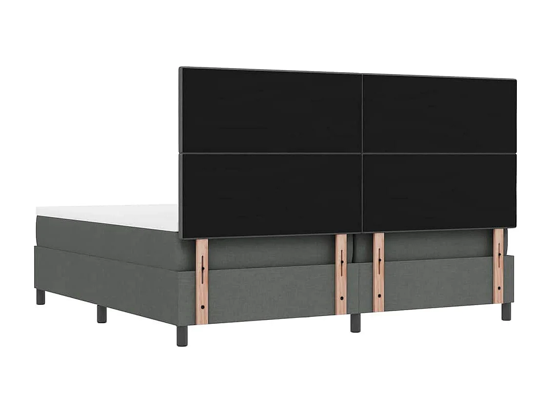Lit à ressorts avec matelas Gris foncé 200 x 200 cm