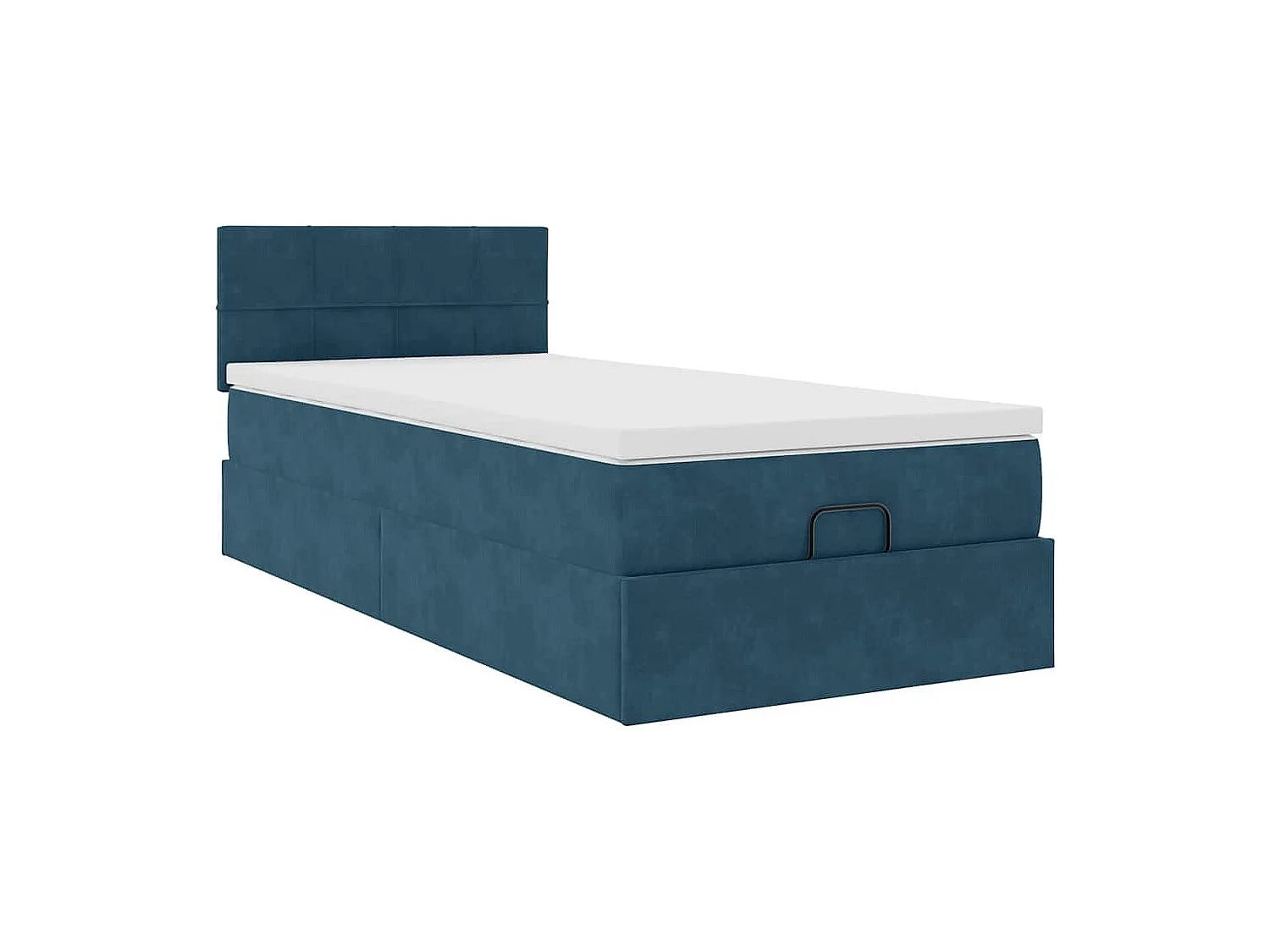 Cadre de lit ottoman avec matelas bleu foncé 80x200 cm velours