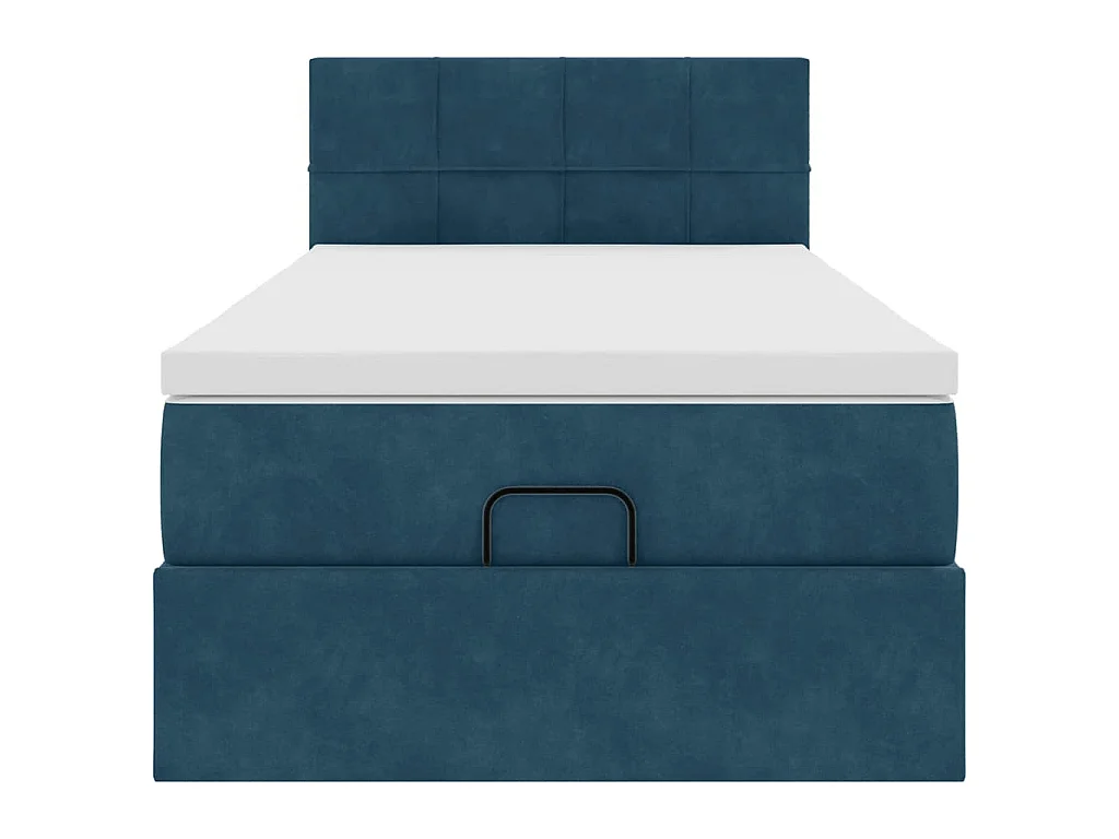 Estrutura cama otomana colchão 80x200 cm veludo azul escuro