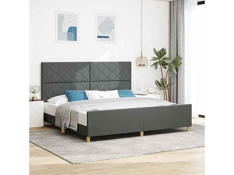 Bedframe met hoofdeinde Donkergrijs 200 x 200 cm Stof