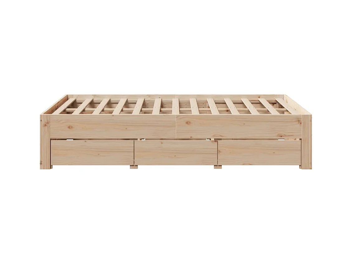 Cadre de lit sans matelas avec tiroirs 135x190 cm bois de pin