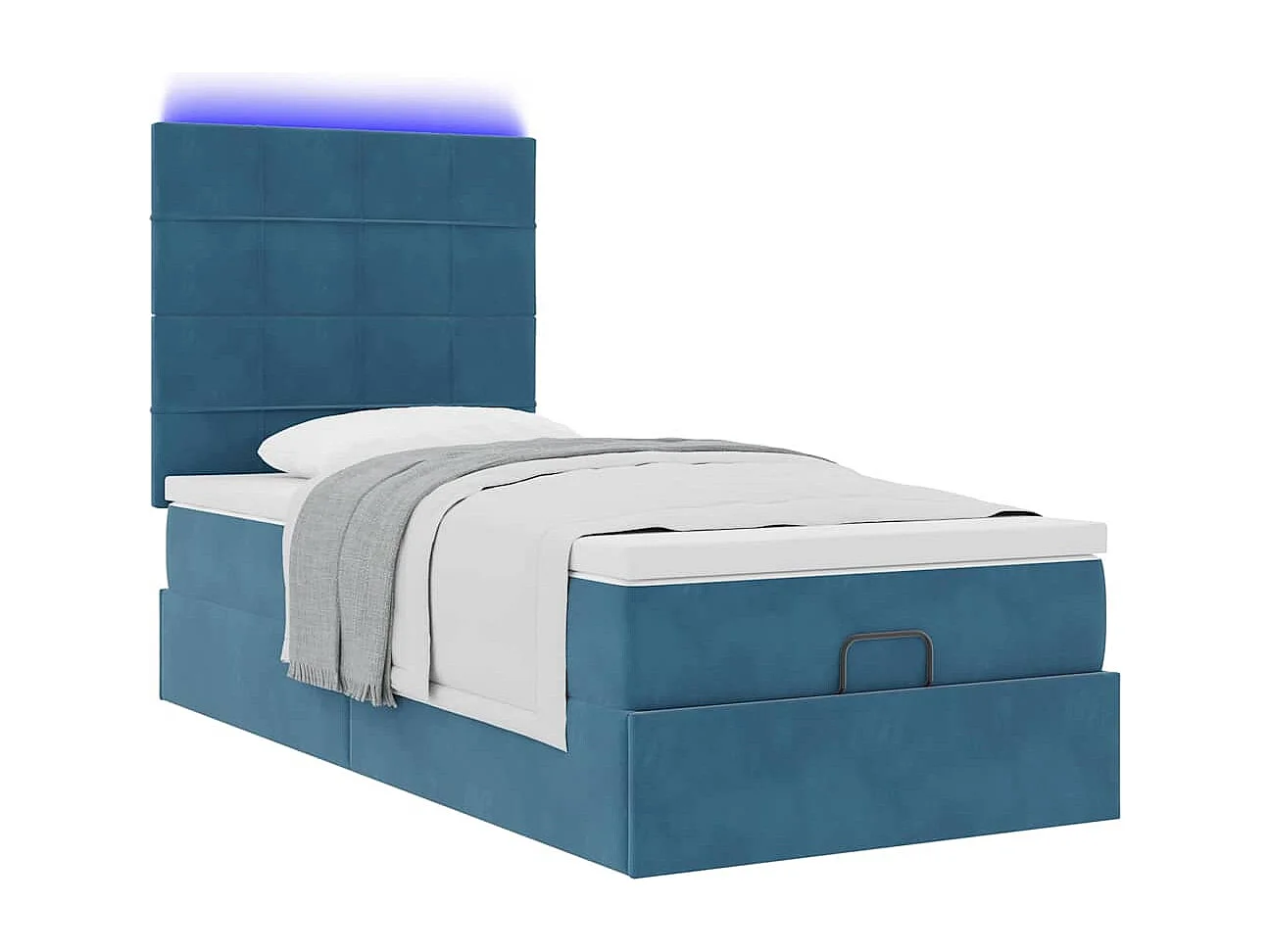 Ottoman bed met matrassen en LED's 80x200cm fluweel donkerblauw