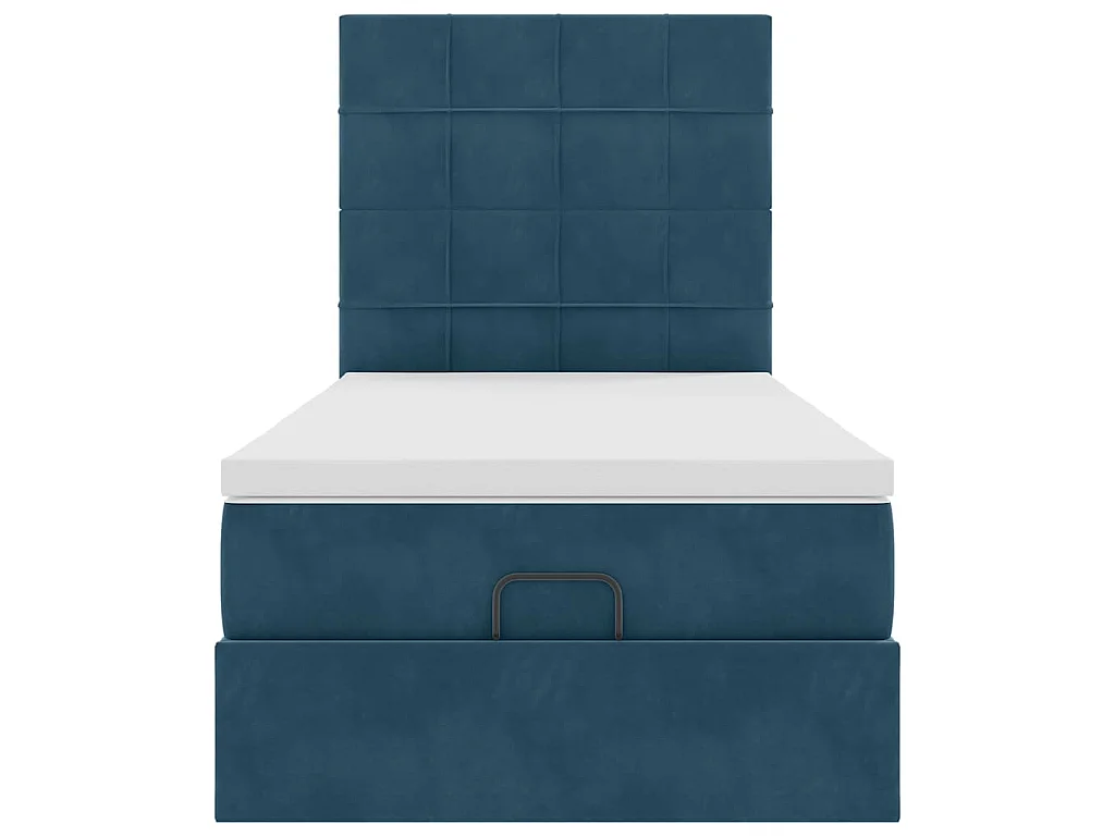 Ottoman-Bett mit Matratzen & LEDs Dunkelblau 80x200 cm Samt
