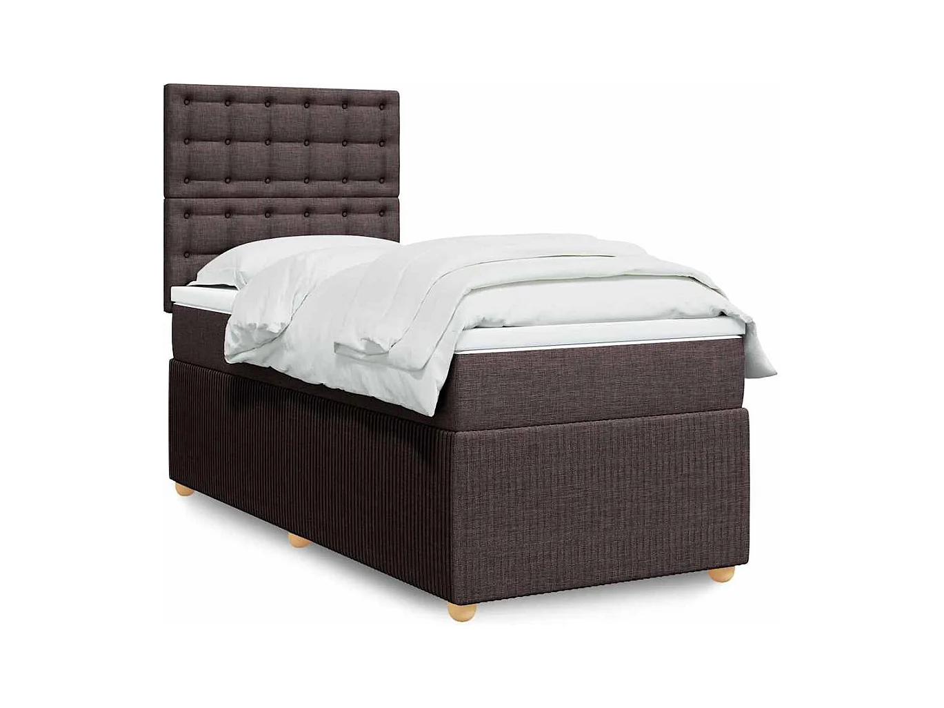 Cama box spring con colchón tela marrón oscuro 80x200 cm
