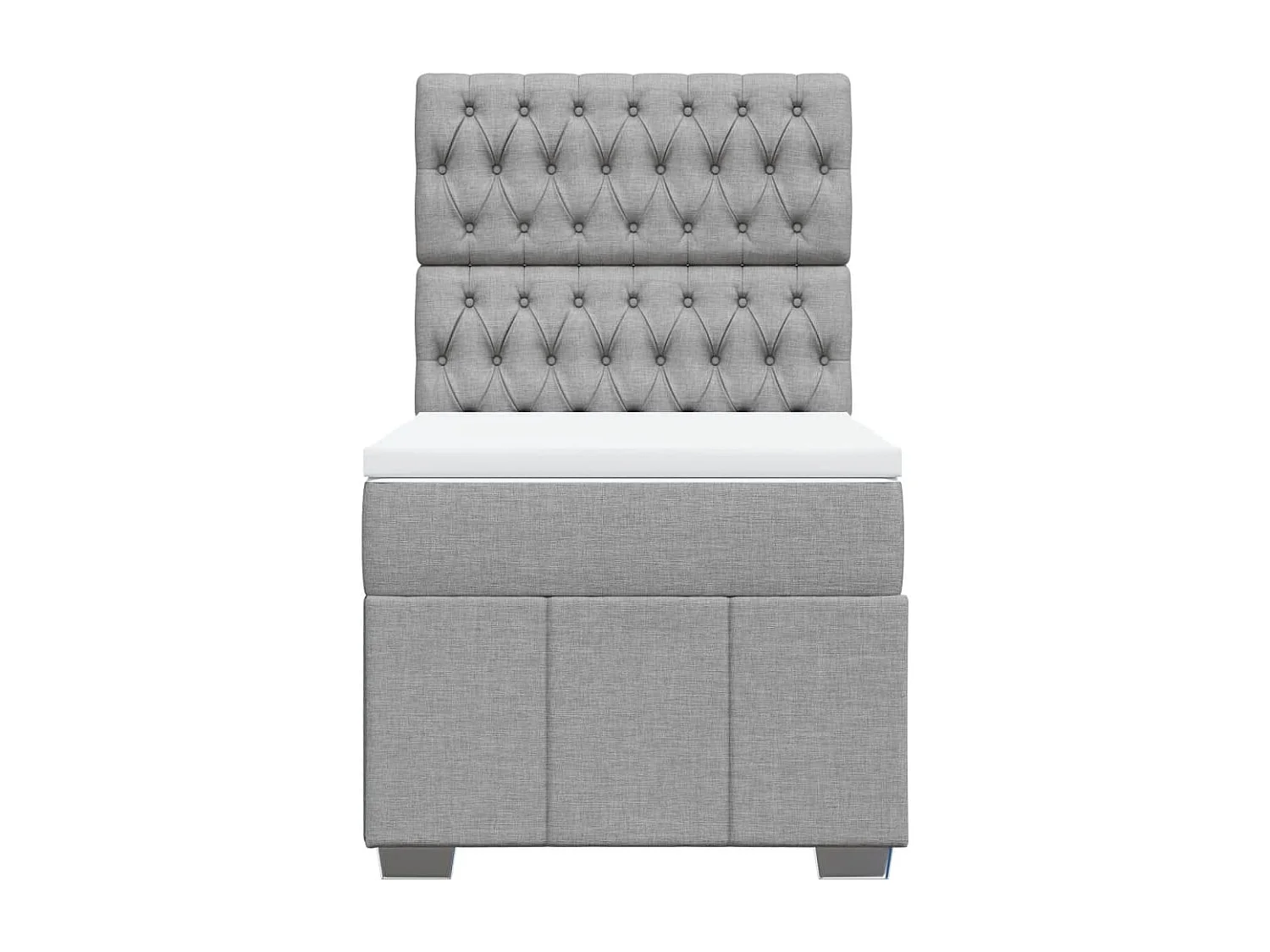 Cama box spring con colchón tela gris claro 80x200 cm