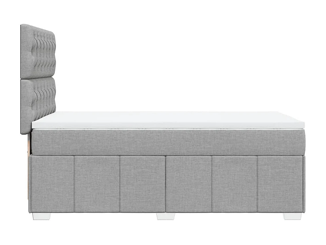 Cama box spring con colchón tela gris claro 80x200 cm