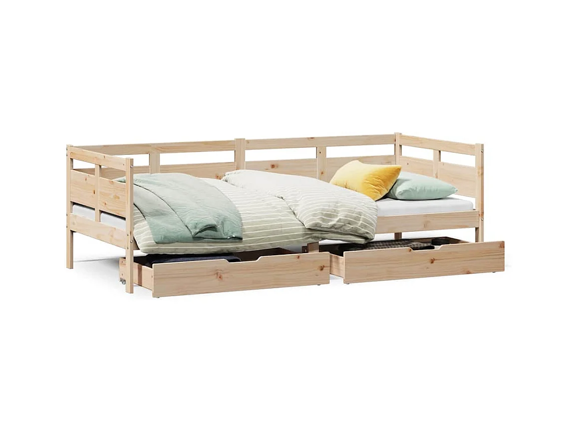 Lit de jour avec tiroirs sans matelas 80x200 cm bois massif
