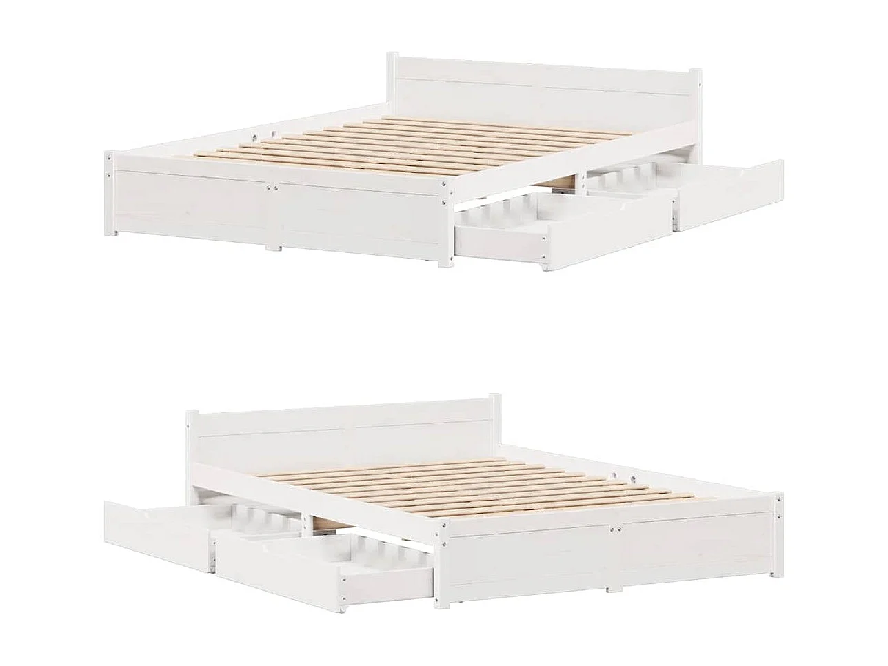 Cadre de lit sans matelas blanc 135x190 cm bois de pin massif