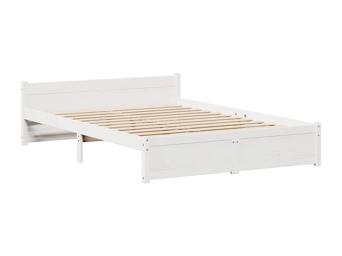 Cadre de lit sans matelas blanc 135x190 cm bois de pin massif