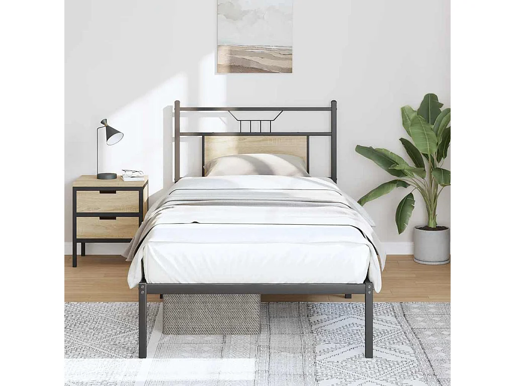 Cadre de lit sans matelas chêne sonoma 75x190 cm