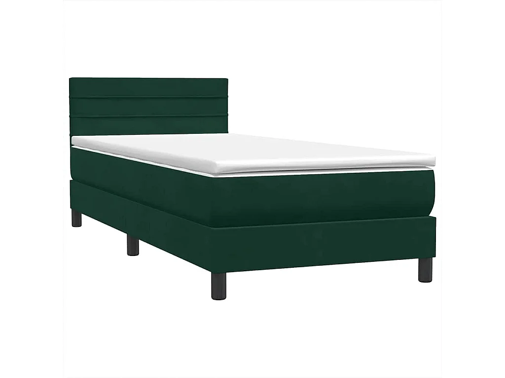 Sommier à lattes de lit et matelas et LED vert foncé 80x220 cm velours