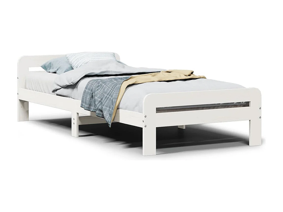 Cadre de lit sans matelas blanc 75x190 cm bois de pin massif