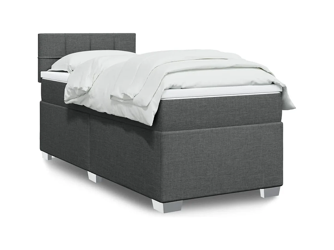 Sommier à lattes de lit avec matelas Gris foncé 80x200 cm Tissu