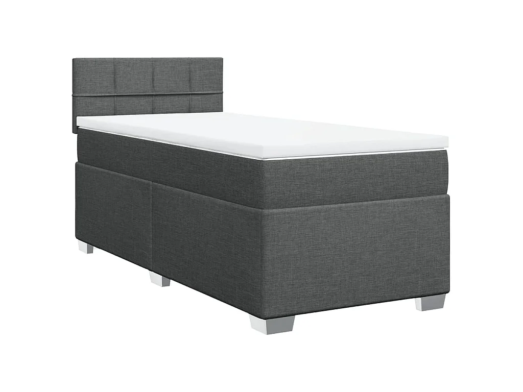 Cama box spring con colchón tela gris oscuro 80x200 cm