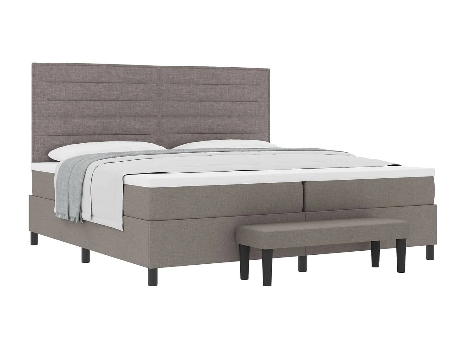 Lit à ressorts avec matelas Taupe 200 x 200 cm tissu