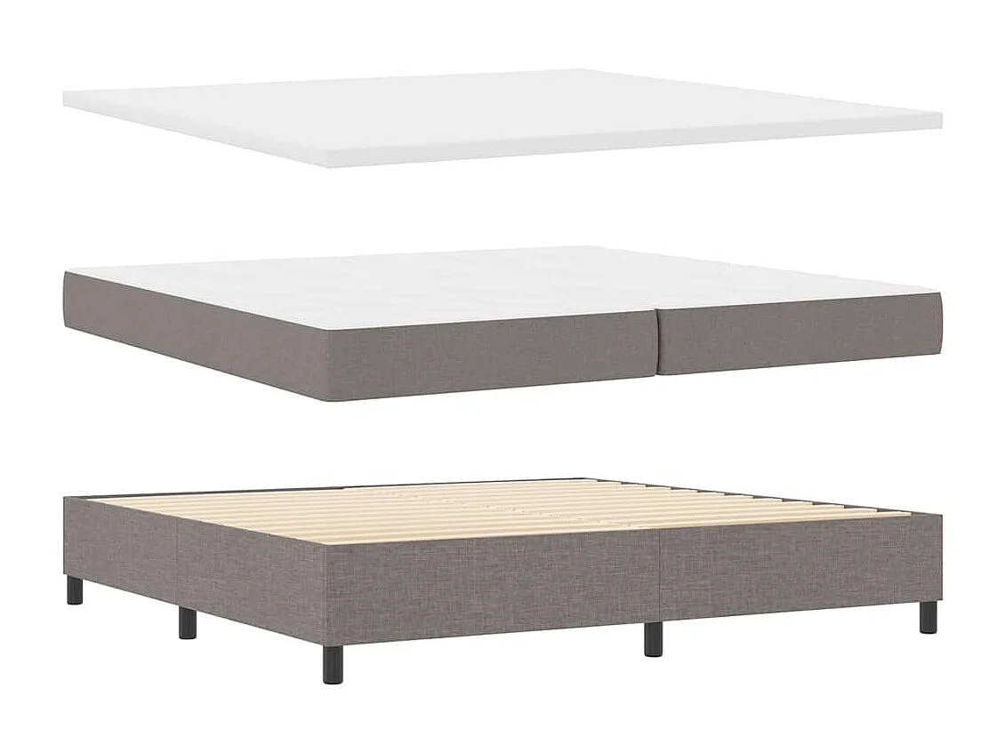 Lit à ressorts avec matelas Taupe 200 x 200 cm tissu