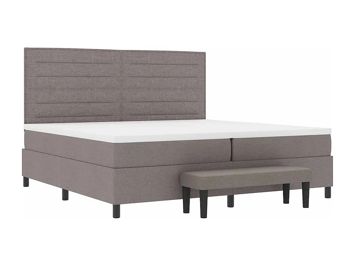 Lit à ressorts avec matelas Taupe 200 x 200 cm tissu