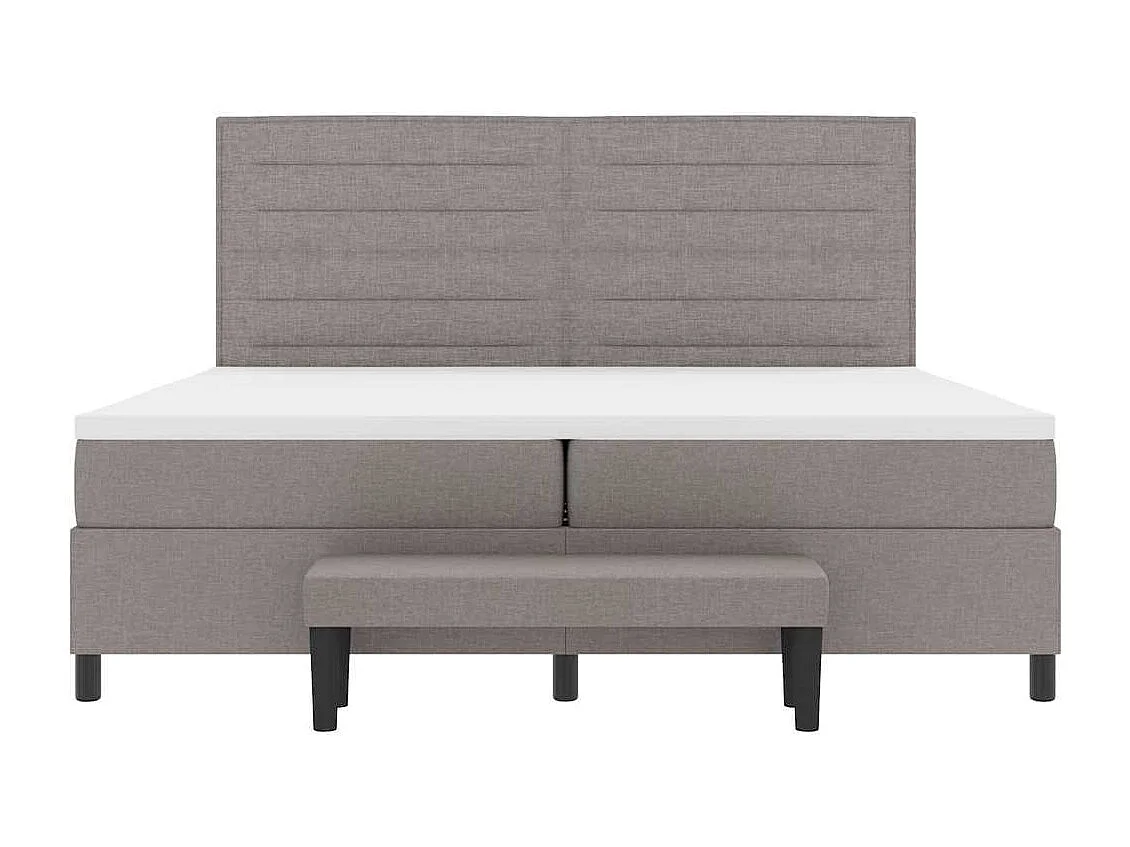 Lit à ressorts avec matelas Taupe 200 x 200 cm tissu