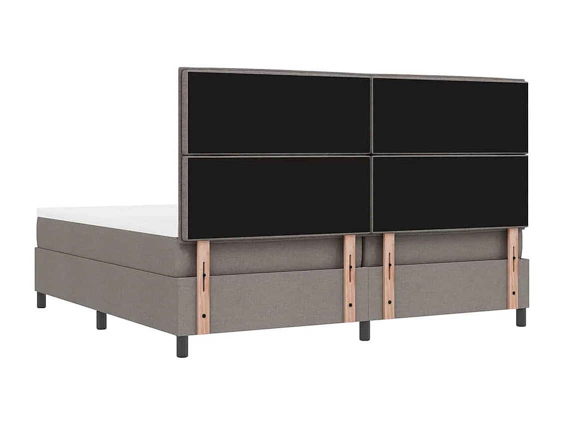 Lit à ressorts avec matelas Taupe 200 x 200 cm tissu