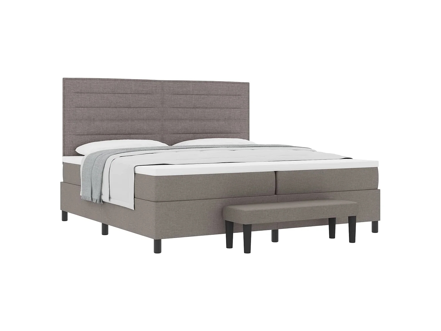 Boxspringbett mit Kopfteil Taupe 200 x 200 cm Stoff