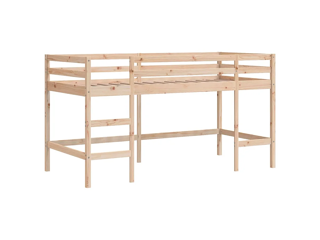 Lit mezzanine enfants avec rideaux sans matelas bleu 80x200cm