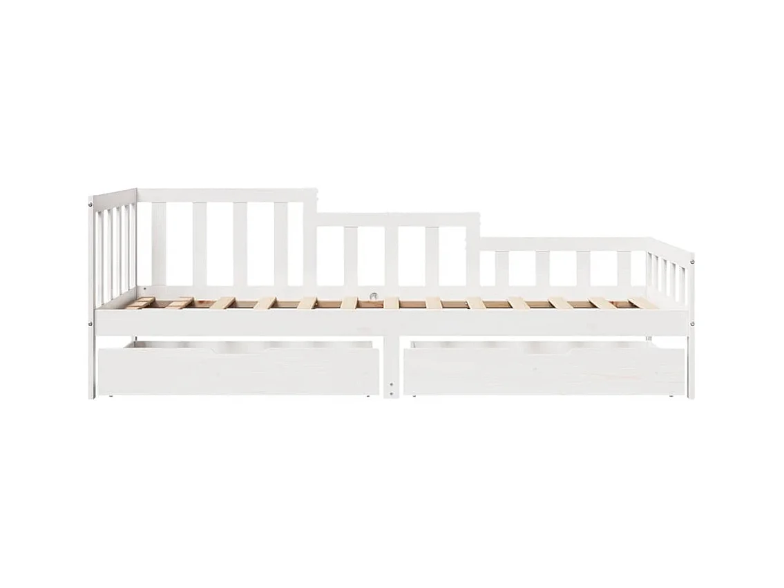 Lit de jour et tiroirs sans matelas blanc 80x200 cm bois massif