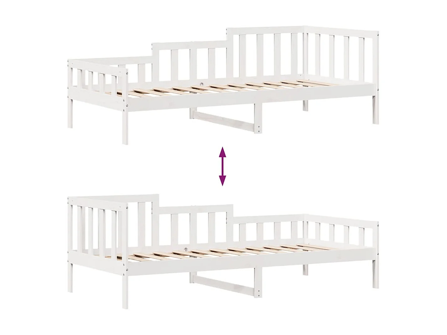 Tagesbett mit Schubladen Weiß 80x200 cm Kiefernholz
