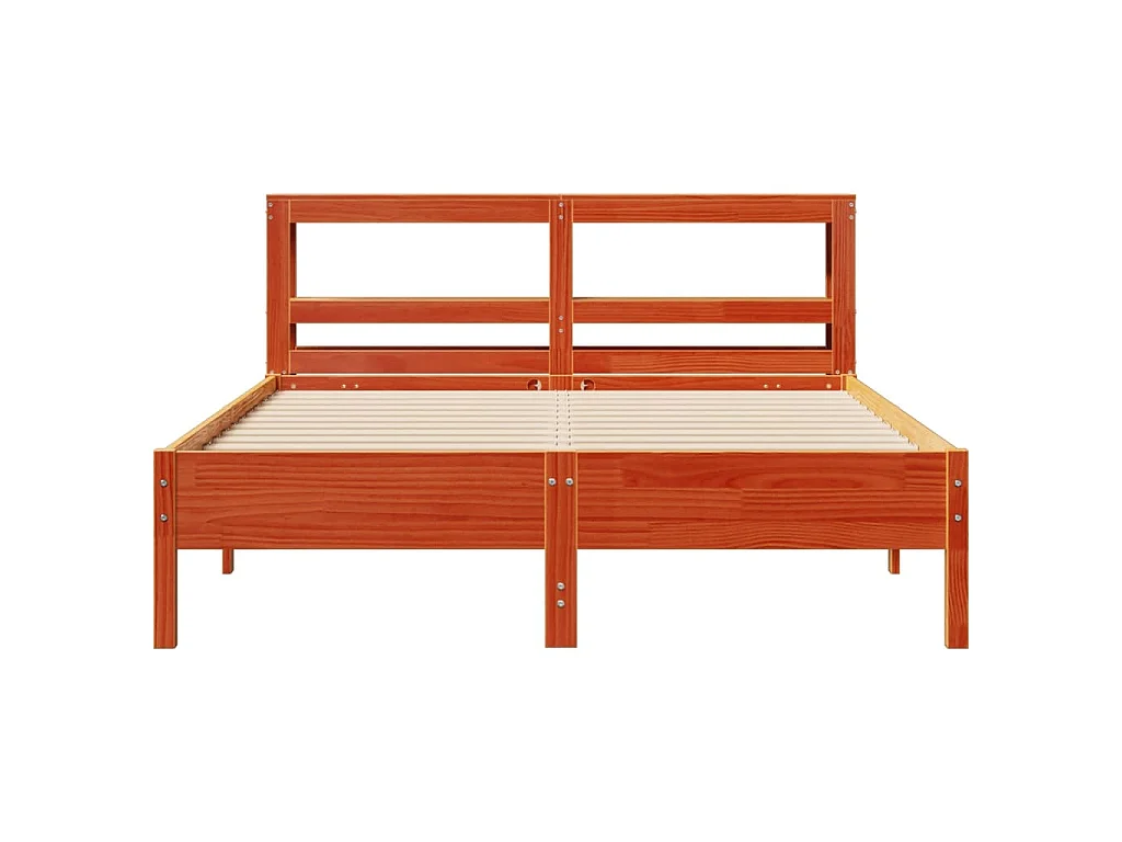 Cama sem colchão 135x190 cm madeira pinho maciça castanho-mel