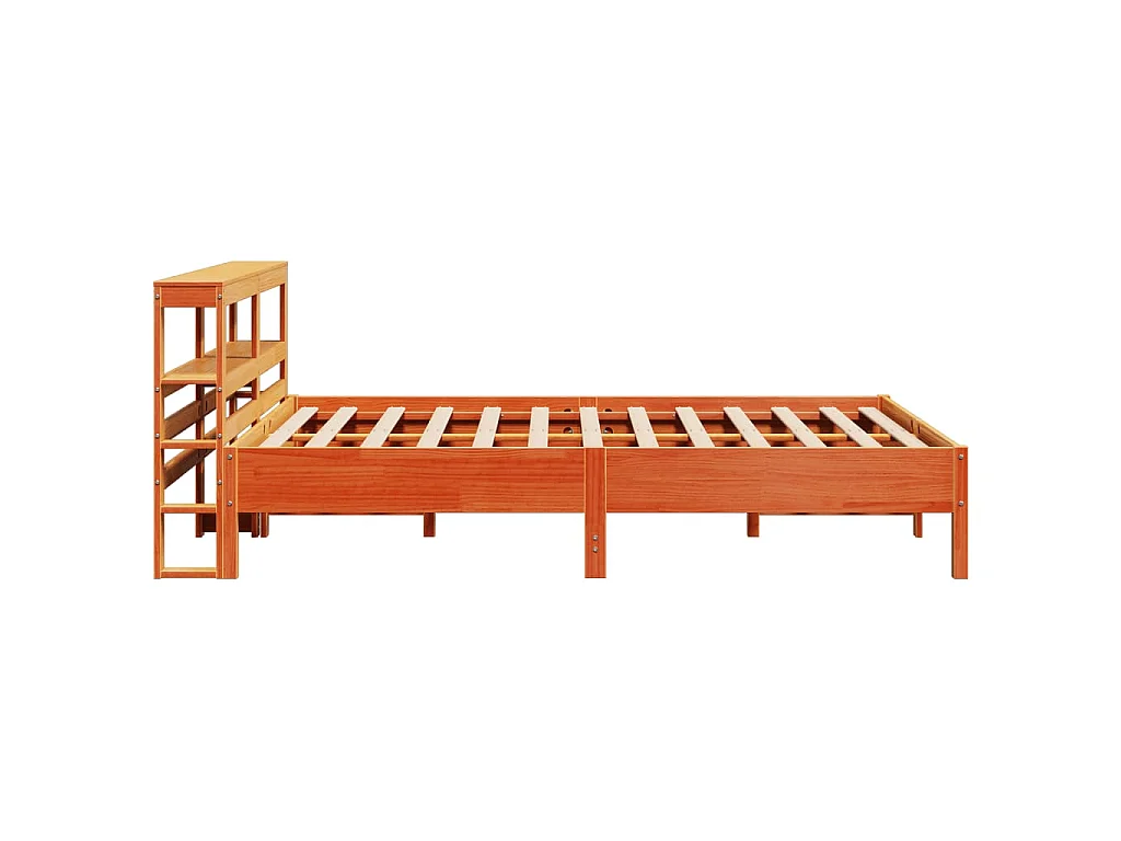 Cama sem colchão 135x190 cm madeira pinho maciça castanho-mel