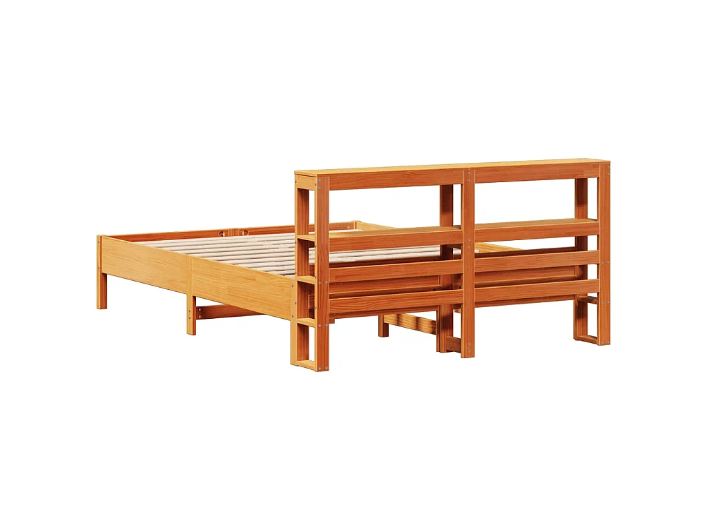 Cama sem colchão 135x190 cm madeira pinho maciça castanho-mel