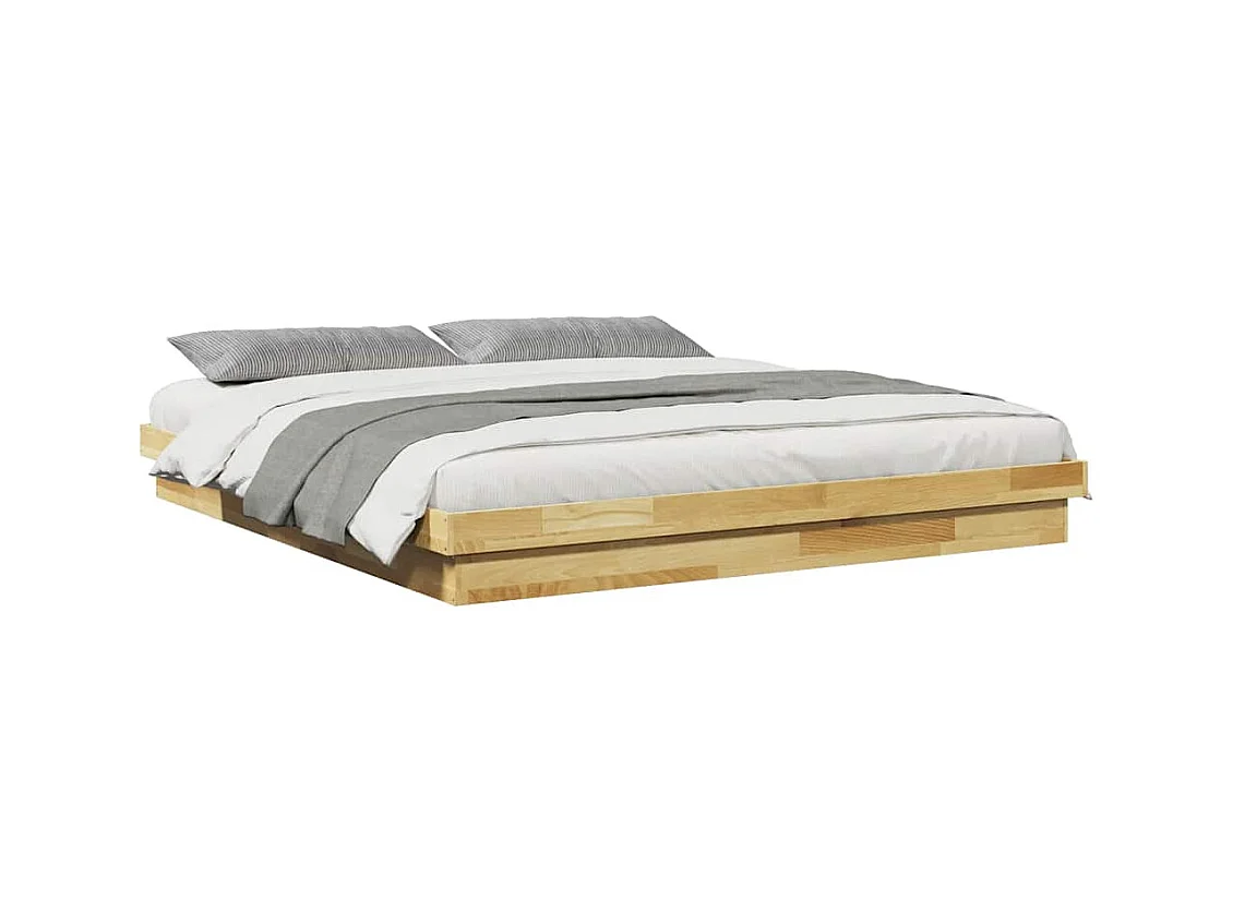 Cadre de lit sans matelas 200 x 200 cm en bois massif de chêne