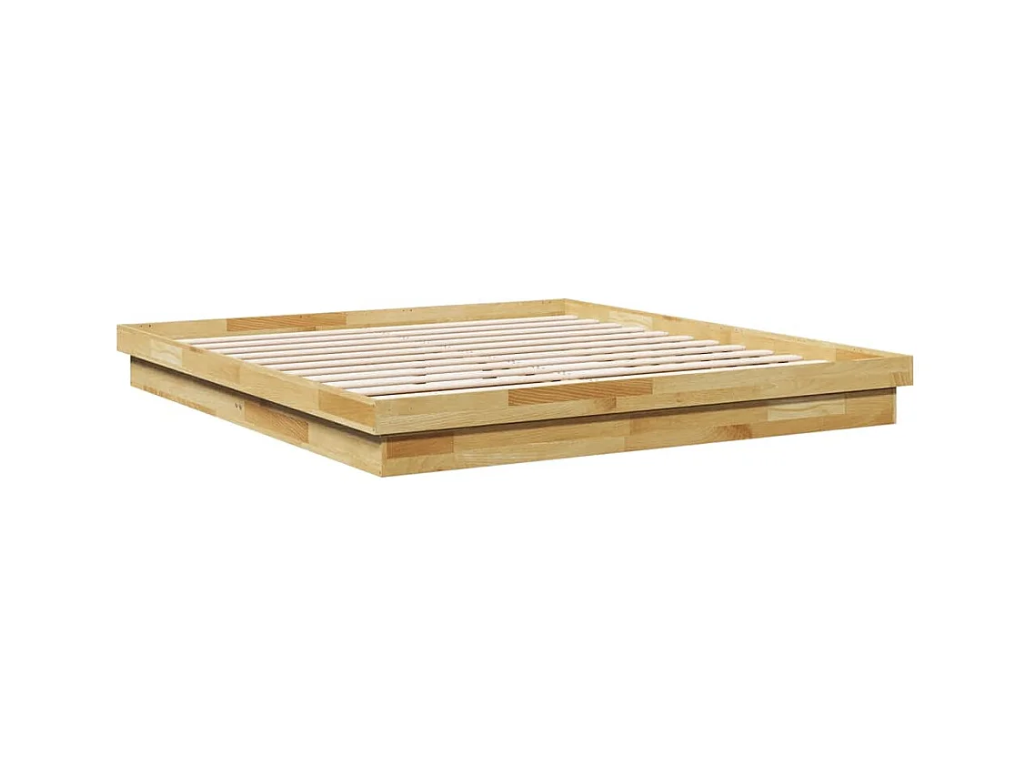 Cadre de lit sans matelas 200 x 200 cm en bois massif de chêne