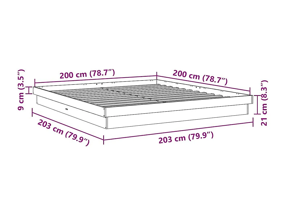 Massivholzbett ohne Matratze 200x200 cm Eichenholz