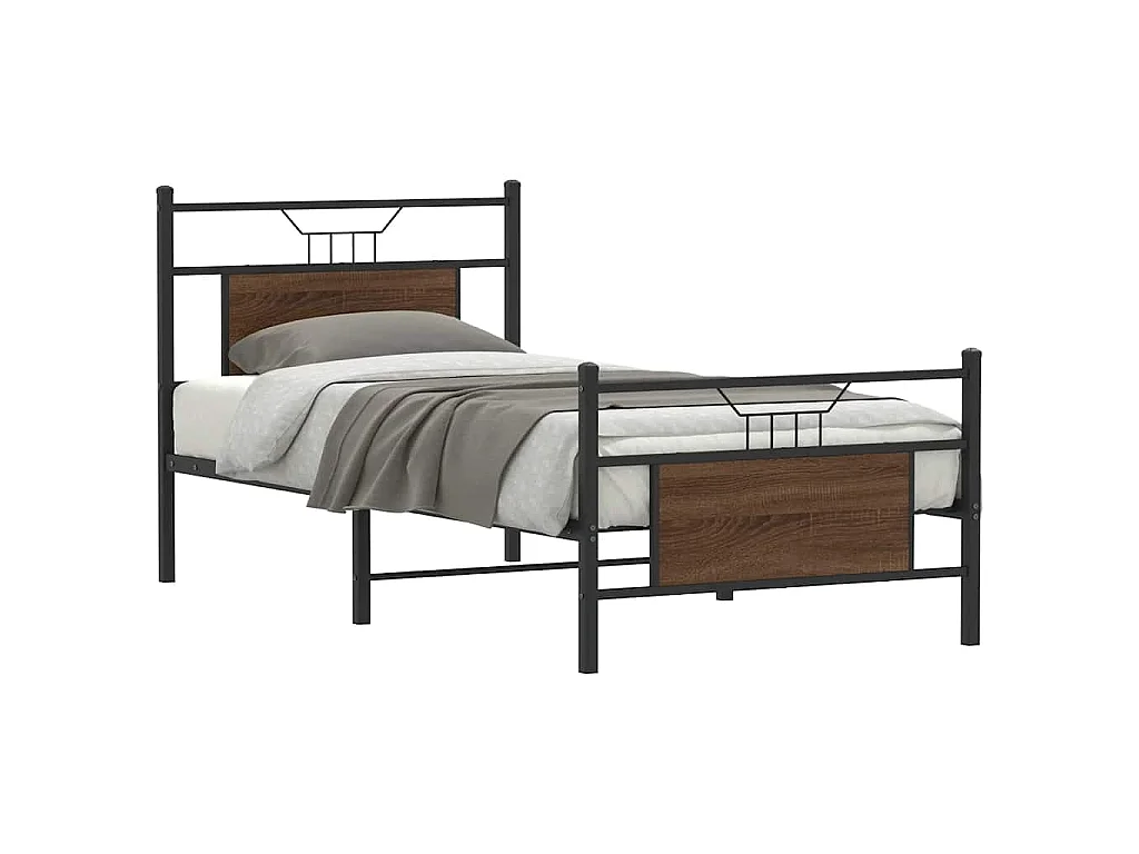 Cadre de lit sans matelas chêne marron 75x190cm bois ingénierie