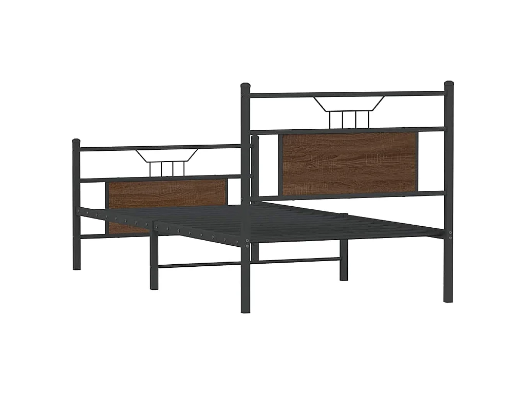 Cadre de lit sans matelas chêne marron 75x190cm bois ingénierie
