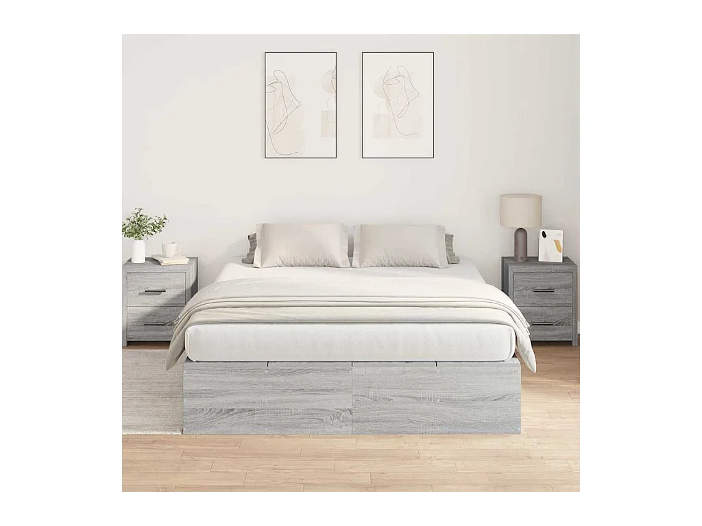 Cadre de lit Sonoma gris 135 x 190 cm Bois d'ingénierie