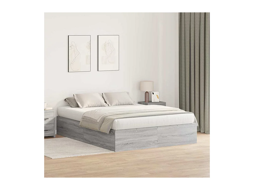 Cadre de lit Sonoma gris 135 x 190 cm Bois d'ingénierie