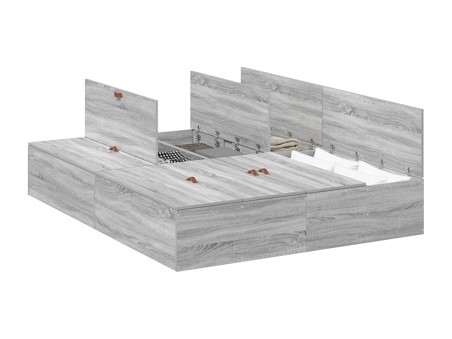 Cadre de lit avec rangement Gris Sonoma 135 x 190 cm