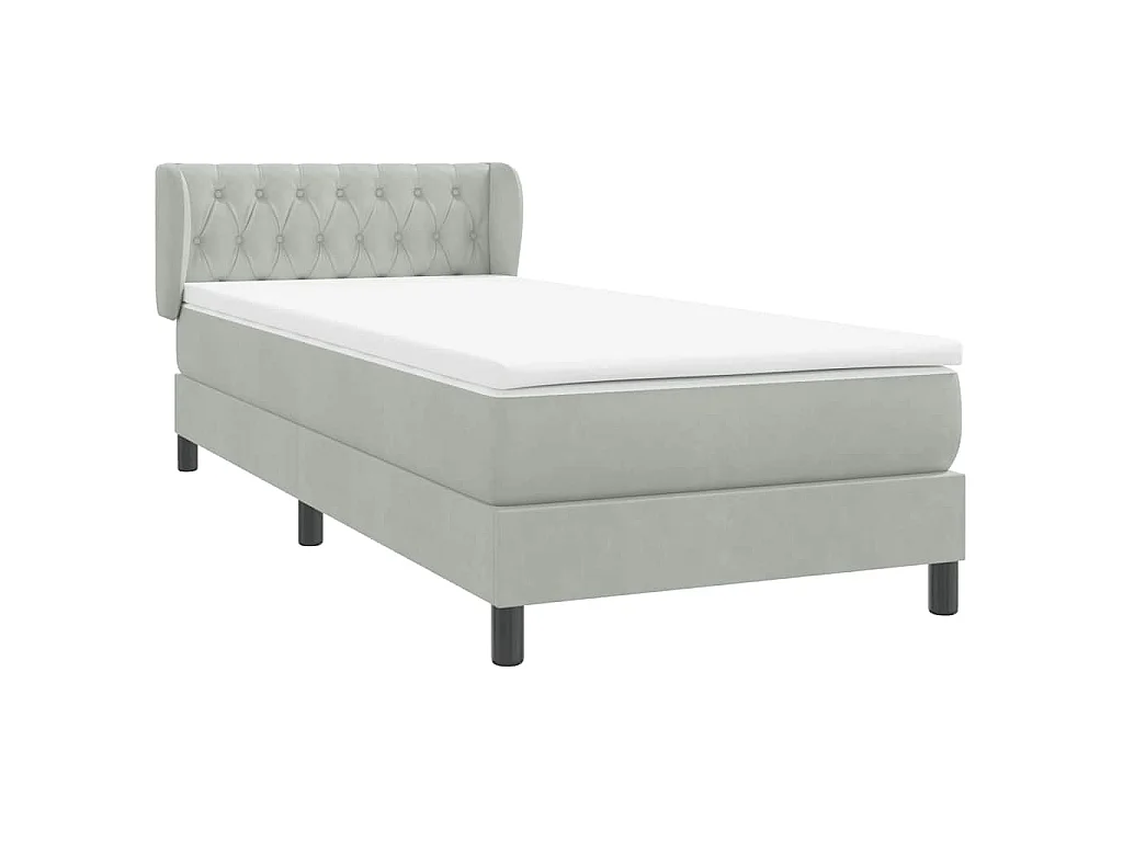 Giroletto a Molle con Materasso Grigio Chiaro 80x220 cm Velluto