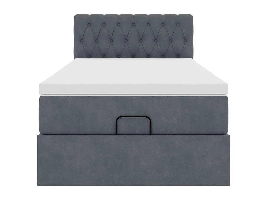 Ottoman-Bett mit Matratze Dunkelgrau 80x200 cm Samt