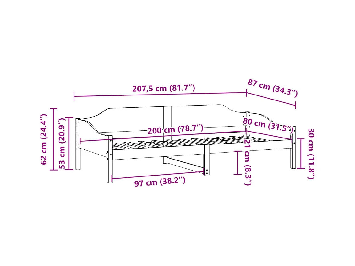 Cadre de lit sans matelas cire marron 80x200 cm bois pin massif