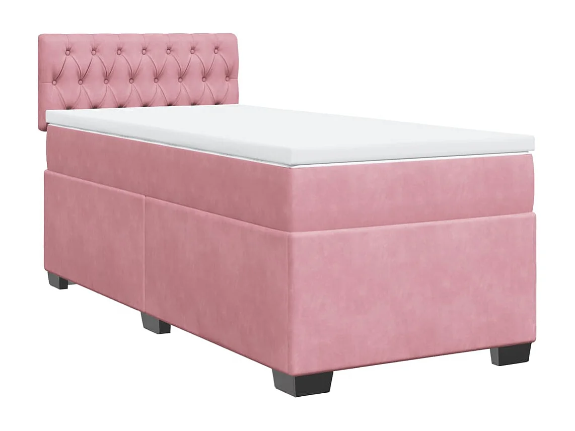 Cama box spring con colchón terciopelo rosa 80x200 cm