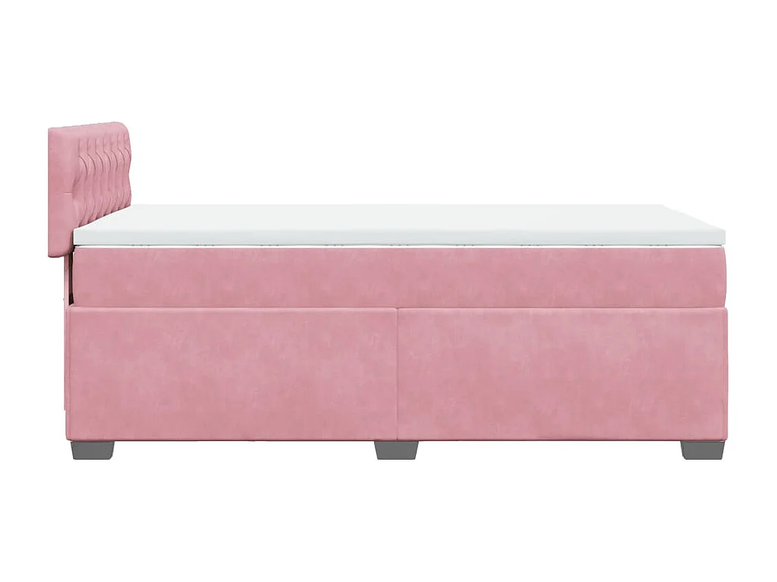 Cama box spring con colchón terciopelo rosa 80x200 cm